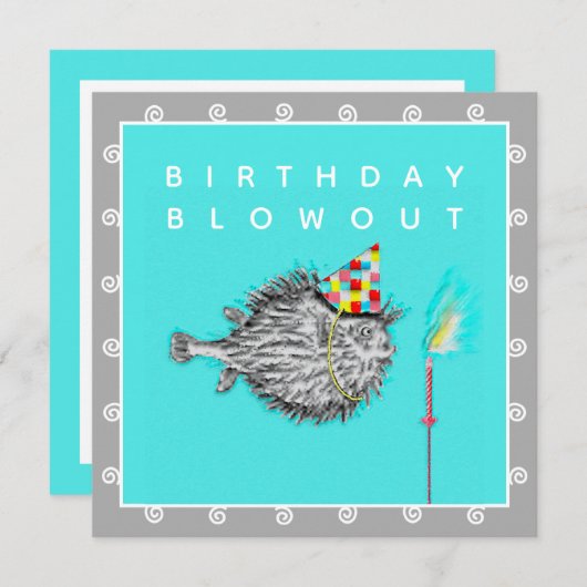 誕生日おもしろいパーティーの招待 招待状 (正面/裏面)