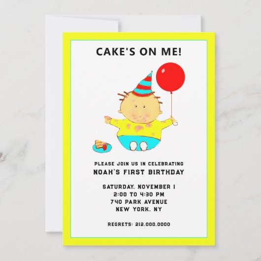 誕生日おもしろいパーティーの招待 招待状 (正面)