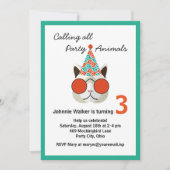 誕生日おもしろいパーティー動物 – すべての年齢 招待状 (正面)
