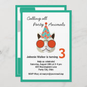 誕生日おもしろいパーティー動物 – すべての年齢 招待状 (正面/裏面)