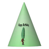 誕生日おもしろいピックルヘッドマンブラウンスーツグリーン パーティーハット (正面)