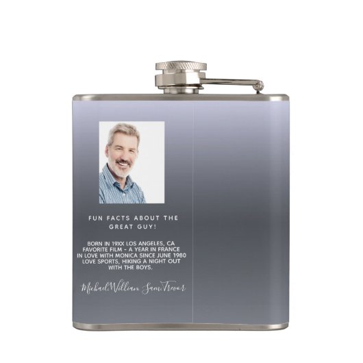 誕生日おもしろいファクトbioおもしろいガイsilver fox写真 フラスク (裏面)