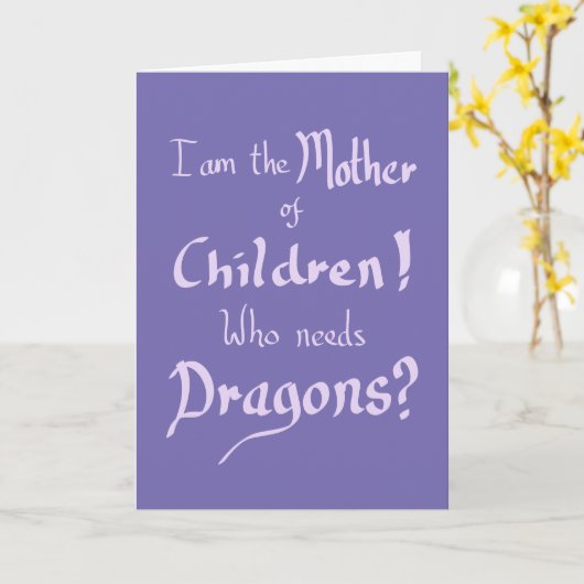 誕生日おもしろいマザーズ子どもドラゴンスローガン カード (黄色い花)