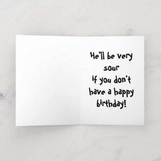 誕生日おもしろいレモン 箔グリーティングカード (内側レイダウン)