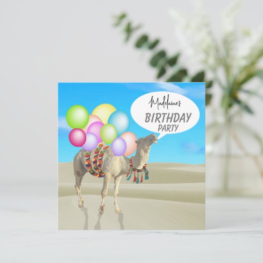 誕生日おもしろい大人のバモダンーカラフルロン 招待状 (スタンド正面)