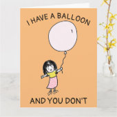 誕生日おもしろい女の子ではないバルーンを持っているCA カード (黄色い花)