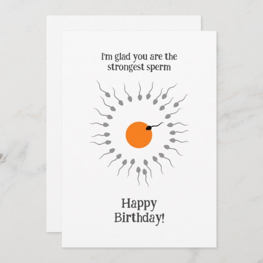 誕生日おもしろい最強の精子カード 招待状 (正面/裏面)