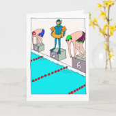 誕生日おもしろい泳ぐ人用メモリカード カード (黄色い花)