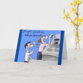 誕生日おもしろい漫画コーヒー愛好家の夫のユーモア カード (黄色い花)