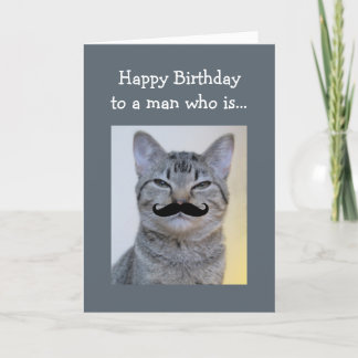 誕生日おもしろい猫の男のための口ひげ カード