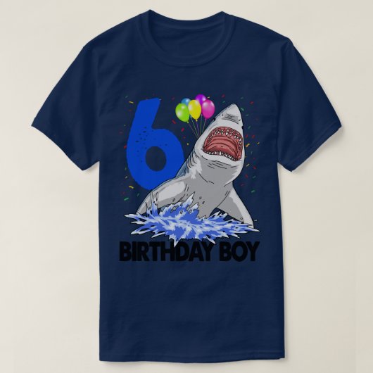 誕生日おもしろい男の子6サメTee女性お祝いギ Tシャツ (デザイン正面)