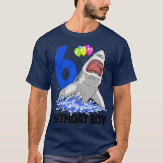 誕生日おもしろい男の子6サメTee女性お祝いギ Tシャツ