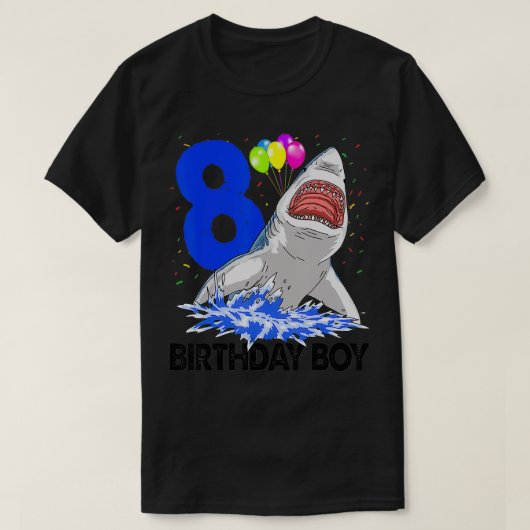 誕生日おもしろい男の子8シャークTee女性お祝い Tシャツ (デザイン正面)