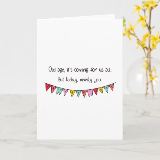 誕生日おもしろい老齢我々全員来のためだ カード (黄色い花)