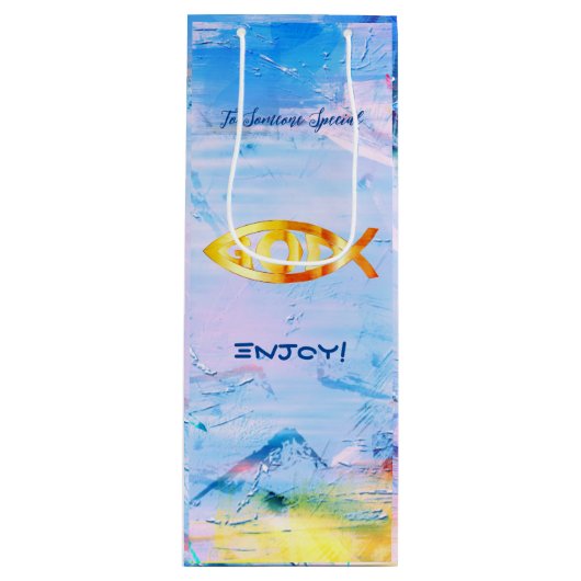 誕生日おもしろい魚座〔占星術の〕十二宮図 ワインギフトバッグ (正面)