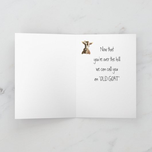 誕生日おもしろい、丘の上に、古いヤギのユーモア カード (内部)