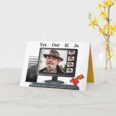 誕生日おもしろいFabビデオ会議コールサタイヤ カード (黄色い花)