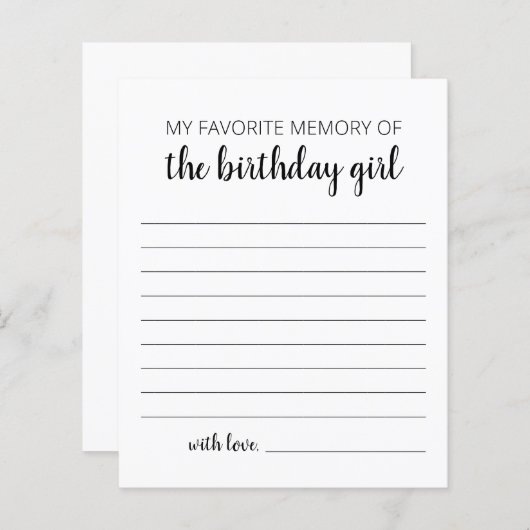 誕生日お気に入りのの女の子の私の記憶 (正面/裏面)