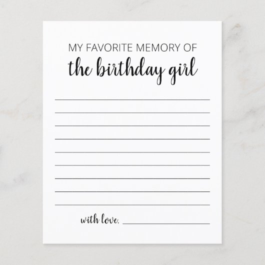 誕生日お気に入りのの女の子の私の記憶 (正面)