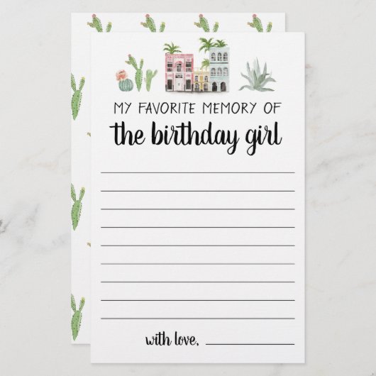 誕生日お気に入りのの女の子の私の記憶 (正面/裏面)