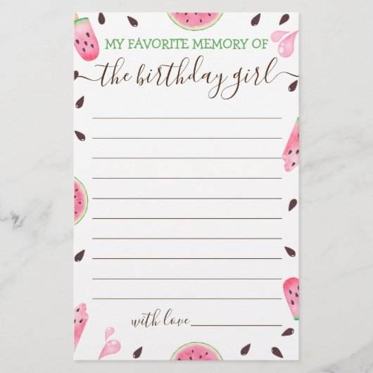 誕生日お気に入りのガールカードの私の記憶 (正面)