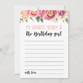 誕生日お気に入りのガールカードの私の記憶 招待状 (正面)