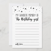 誕生日お気に入りのガールカードの私の記憶 招待状 (正面)