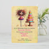 誕生日お洒落ガールウォンキーケーキ 招待状 (スタンド正面)