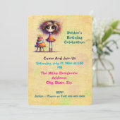 誕生日お洒落ガールケーキ 招待状 (スタンド正面)