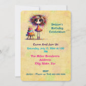 誕生日お洒落ガールケーキ 招待状 (正面)