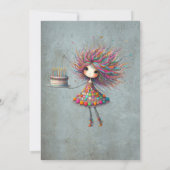 誕生日お洒落ガールホールディングケーキ 招待状 (裏面)