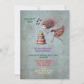 誕生日お洒落ガール吹アウトキャンドル 招待状 (正面)