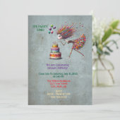 誕生日お洒落ガール吹アウトキャンドル 招待状 (スタンド正面)