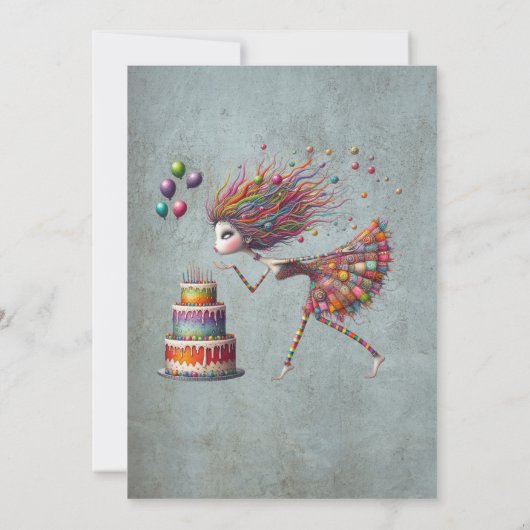 誕生日お洒落ガール吹アウトキャンドル 招待状 (裏面)