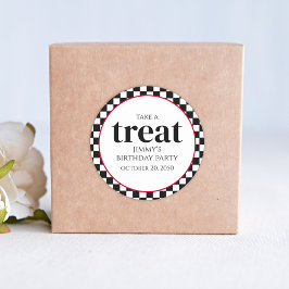 誕生日お洒落キュート黒チェックおもしろい治療 ラウンドシール