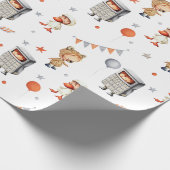 誕生日お洒落クマのアヒルの電卓の衣装 ラッピングペーパー (角)