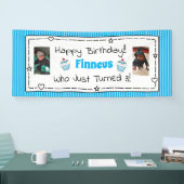 誕生日お洒落バナー（お子様の写真付き） 横断幕 (トレードショー)