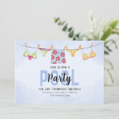 誕生日お洒落プールパーティー水着QRコード 招待状 (スタンド正面)