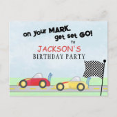 誕生日お洒落レースカー市松模様にズ国旗 ポストカード (正面)