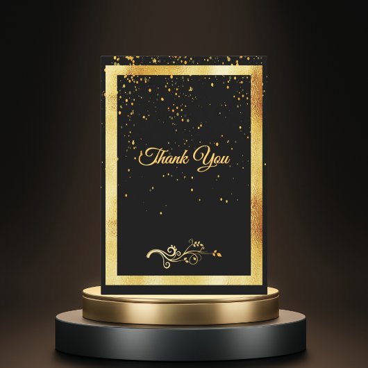 誕生日お礼カード ブラック ゴールド コンフェッティ サンキューカード