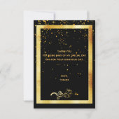 誕生日お礼カード ブラック ゴールド コンフェッティ サンキューカード (裏面)