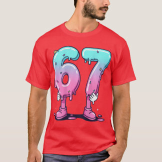 誕生日お祝いに最適な67のキャラクター数字ポスター Tシャツ