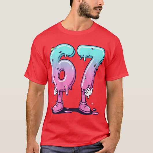 誕生日お祝いに最適な67のキャラクター数字ポスター Tシャツ (正面)