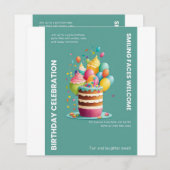 誕生日お祝いカード 招待状 (正面/裏面)