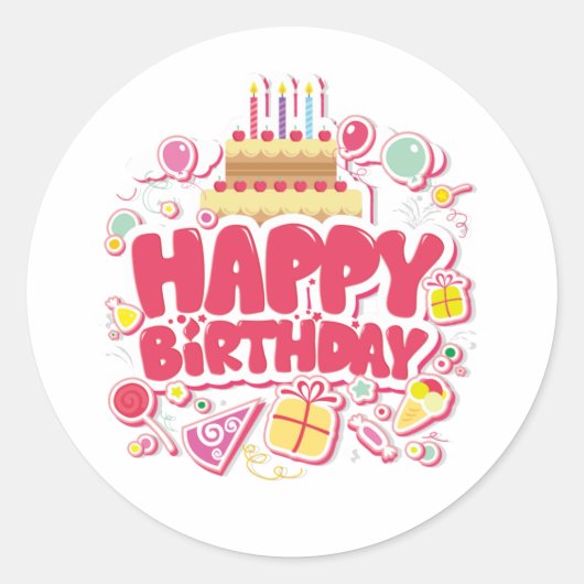 誕生日お祝いステッカー ⭐ ラウンドシール (正面)