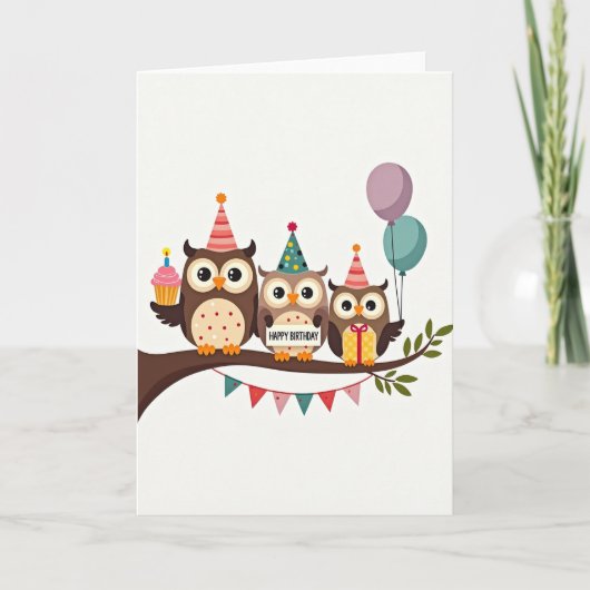 誕生日お祝いフクロウカード カード (正面)