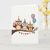 誕生日お祝いフクロウカード カード (黄色い花)