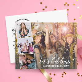 誕生日お祝い 毎年 現代の写真コラージュ ポストカード