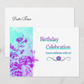 誕生日お祝い（紫）招待状 招待状 (正面/裏面)