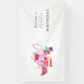 誕生日お茶パーティー歓迎ウォーターカラー花 横断幕 (縦)